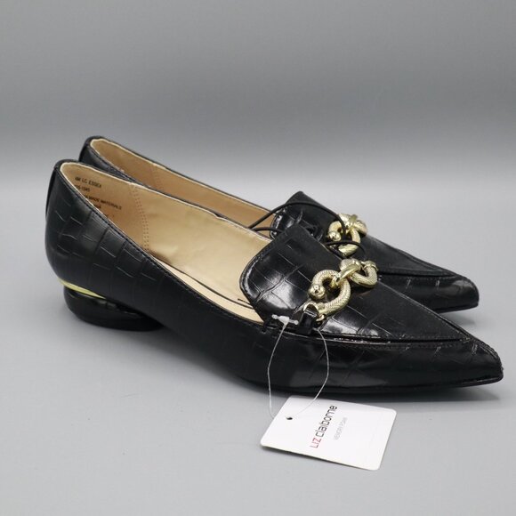 Liz Claiborne Leather Loafers Womens‎ 6M Black Twee Business Elevated Basic NWT - Picture 5 of 15